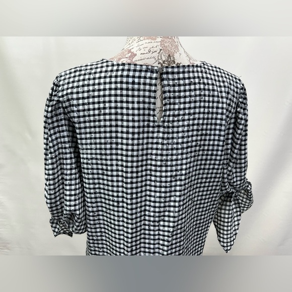 CECE Black and white‎ gingham tie sleeve top size M. - Picture 6 of 11